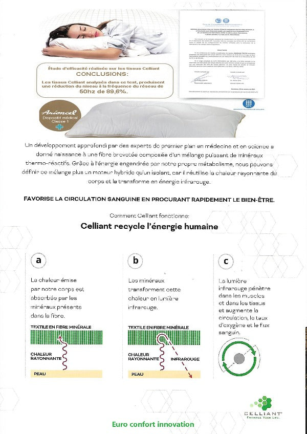 Oreiller anti ondes technologie Celliant® 9